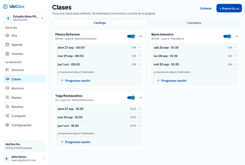 Vende clases por paquete, no solo citas sueltas
